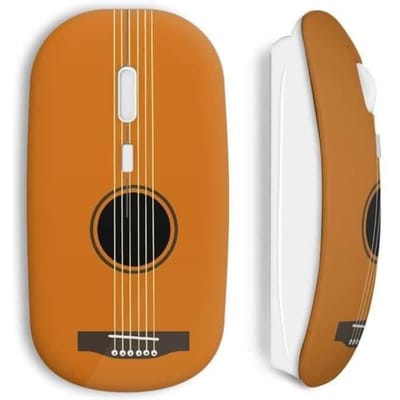 Souris sans fil - Guitare - Orange - Clé USB wifi - Compatible Mac et PC - Technologie sans fil