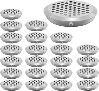Ventilatieroosters Rond - Luchtgaten - Meubel Ventilatie - Honingraat Design - 60 mm Diameter - Zilverkleurig