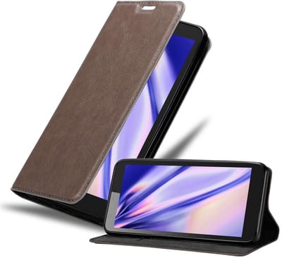 Cadorabo Hoesje geschikt voor ZTE Blade L8 in KOFFIE BRUIN - Beschermhoes met magnetische sluiting, standfunctie en kaartvakje Book Case Cover Etui