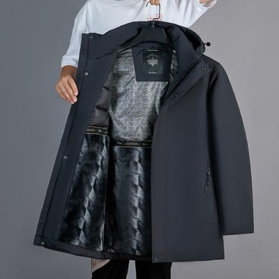 Heren Verdikte Plus Fluweel Grote Bontkraag Katoenen Jas Winter Herenkleding voor Middelbare en Oudere Vaders en Grootvaders Warme Katoenen Jassen 5XL gray