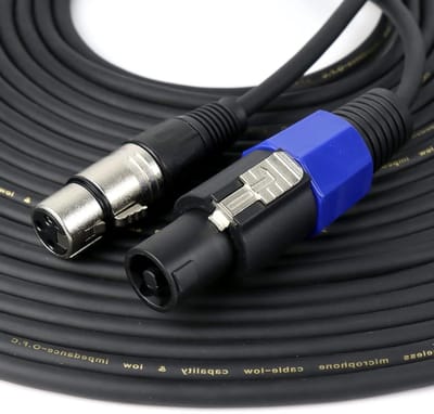 SpeakOn naar XLR kabel - Microfoonsnoer Verlenging - Audio Signaal Overdracht - Zuurstofvrije Koperen Geleider - 15 m - Zwart