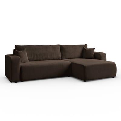 Hoekbank Sofia L-vormige, 277 x 143 cm met Slaapfunctie en Opbergbak, Bank, Corduroy, Slaapbank, Universele Bank, Bruin