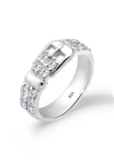 Elli - Ring - Dames Gordel Motief Speels met Zirconia Kristallen in 925 Sterling Zilver - Dames