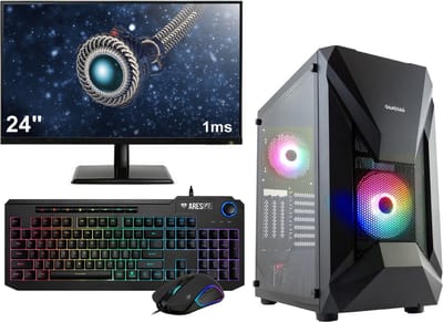 i5 6-Core|RTX 3050 Gaming PC Desktop Compleet - 24" 1ms Gaming Monitor, -Toetsenbord en -Muis - i5 12400 met Nvidia GeForce RTX 3050 6GB Videokaart - 16GB RAM - 1TB M2 SSD - Windows 11 Pro - WIFI - Athena E1 Elite