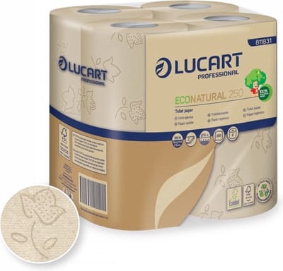 Lucart - climate pack 192 rollen - Econatural toiletpapier - 200 vellen per rol - 2 laags - circulair en klimaatneutraal product - zeer zacht