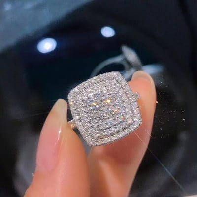 Nieuwe Flash Diamant Vierkante Prinsessenring Europese en Amerikaanse Mode Verloving Huwelijksaanzoek Diamanten Ring Ring No. 7 gray