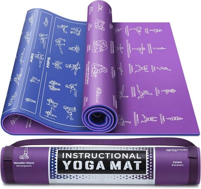 Yogamat met Draagriem en 75 Geïllustreerde Yogahoudingen en Rekoefeningen