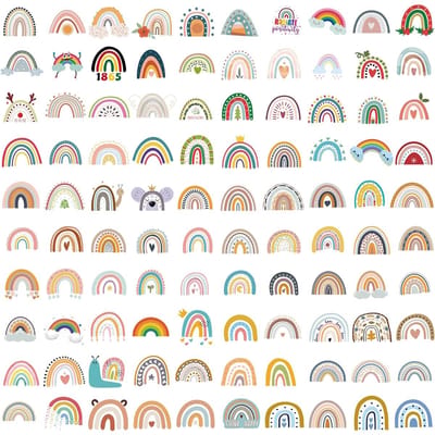 Dailygoods- Regenboogstickers 100 Stuks - Waterdichte Stickers - PVC Stickers - Stickers voor Computers - Stickers voor Tassen - Herbruikbare Stickers