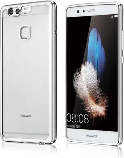 Hoesje geschikt voor Huawei P10 Plus - Siliconen Zilveren Bumper Electro Plating met Transparante TPU (Silver Silicone / Cover)