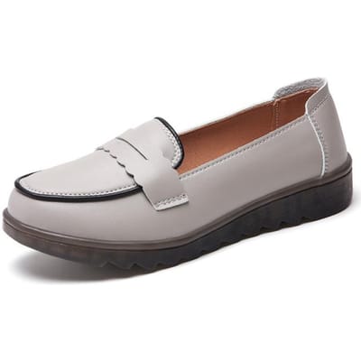 Leren Dames Casual Schoenen Lichtgewicht Sneakers Instappers Dames Flats Schoenen Loafers Oxford Schoenen Voor Dames Mocassins 37 grijs
