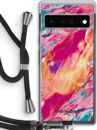 Case Company® - Hoesje met koord geschikt voor Google Pixel 6 Pro hoesje met Koord - Pastel Echoes - Telefoonhoesje met Zwart Koord - Bescherming aan alle Kanten en Over de Schermrand