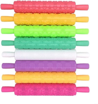Deegroller Set - Bakroller Patronen - Taart Decoreren - 8 Unieke Patronen - 25 cm Lengte - Transparant