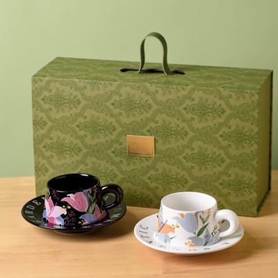 Luxe Mode Bloemenprint Koffiekop en Schotel Retro Creatief Mooi Souvenir 300-400ml
