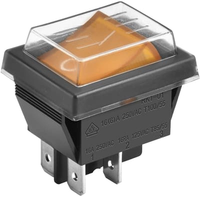 Dailygoods - Rocker Switch - ON-OFF - Waterdicht - Geel - 16A 250V - Veilig en Betrouwbaar - Geschikt voor Panel Mount - 4 Terminals