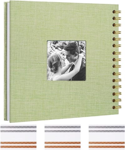 Fotoalbum 20.5 x 20.5 cm voor het invoegen van foto's, Scrapbook Album met linnen omslag, inclusief hoekstickers en scheidingsbladen voor reizen en familietijd.