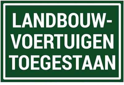 Landbouwvoertuigen toegestaan bord | gecoat dibond materiaal | 18 x 12 cm