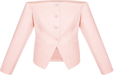 Gimme - Off-Shoulder Blazer Top – Asymmetrische Top met Kraag – Eigentijds Geweven Shirt met een Gedurfde Twist - Roze - Maat S