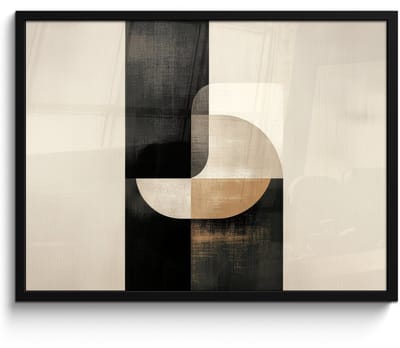 Poster in lijst - Fotolijst 70x50 cm - Posters - Modern - Vierkant - Vormen - Posterlijst zwart - Decoratie - Wanddecoratie woonkamer - Muurdecoratie slaapkamer