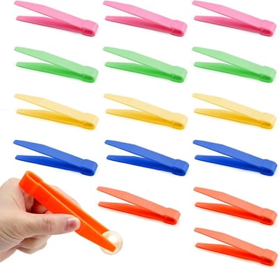 Set van 15 Kinderpincetten, Kleurige Plastic Pincetten voor Educatief Speelgoed, Fijne Motoriek, Sorteren en Tellen