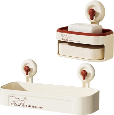 Complete Douche Set met Zuignap - Inclusief Badkamerplank Zonder Boren en Zeepdispenser - Sterke Zuigkracht voor Veilige Opslag - Waterdichte Badkamer Organizer en Accessoires