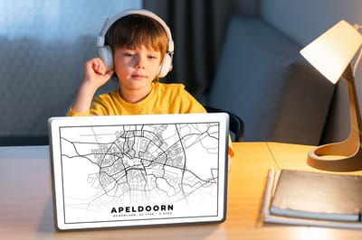 Laptop sticker - 11.6 inch - Kaart - Apeldoorn - Zwart - Wit - 30x21cm - Laptopstickers - Laptop skin - Cover