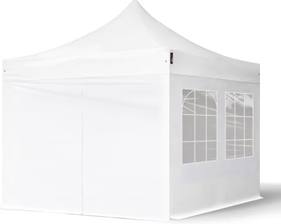 Easy Up Partytent - Vouwtent - 3x3m / wit / 100% waterdicht / PVC coating / Verstelbaar in 3 hoogtes / Inclusief zijwanden & gratis draagtas
