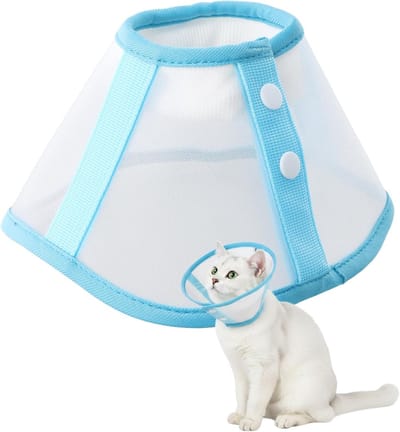 Verstelbare Lickkraag voor Honden en Katten, Vouwbare Zachte Kraag voor Kleine Puppy's, Ademend Netwerk in Blauw (M)