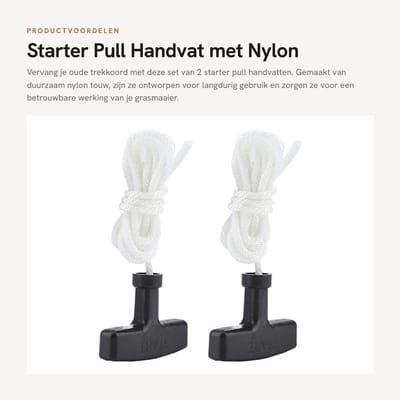 Dailygoods- Starter Handvat 2 Stuks - Trekkoord voor Grasmaaier - Vervangingskoord - Duurzaam Nylon - Kunststof Handgreep - Maximaal Prestaties