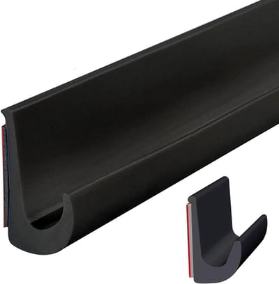 Regengoten met ritssluiting - J-vorm dakgoot - Waterafvoer verbeteren - Zelfklevend PVC - 20 meter lengte - Zwart