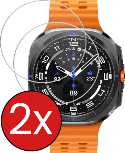 Screenprotector - 2 Stuks - Geschikt voor Samsung Galaxy Watch Ultra - Sterk & Shockproof - Tempered Glass - Gehard Glas - Beschermglas Screen Cover - Bescherm Protector voor Smartwatch