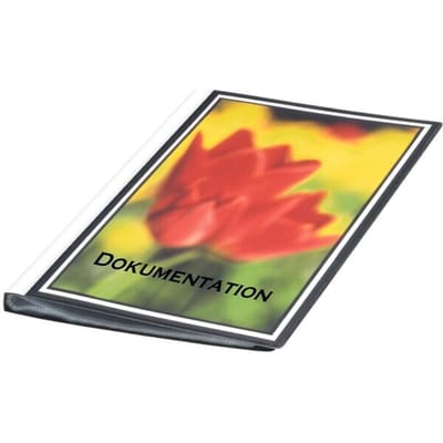 FolderSys presentatiemap met vak vooraan, voor A4-formaat, 10 hoesjes, zwart