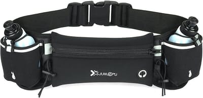Running Belt | Heuptas | Buik Tas | Sportriem | Hardloop Riem Band Fles | Wandelen | Met Headset | Telefoon Geschikt voor: iPhone | Smartphone | Snack | Drinkfles | Waterafstotend | Heup riem | Zwart
