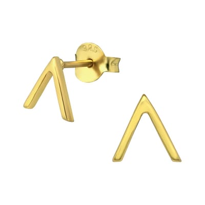 gold plated V vorm oorstekers | V ear studs | Zilverana | goud kleurig | Sterling 925 Zilver | zilveren oorbellen dames