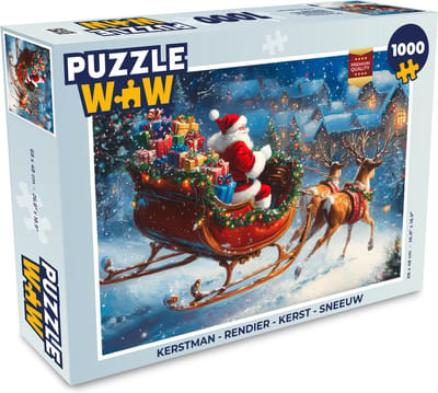 Puzzel Kerstman - Rendier - Kerst - Sneeuw - Legpuzzel - Puzzel 1000 stukjes volwassenen - Kerst - Cadeau - Kerstcadeau voor mannen, vrouwen en kinderen
