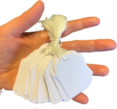 100 Prijskaartjes met koord - 3,6x5,3cm - 100stuks - Wit