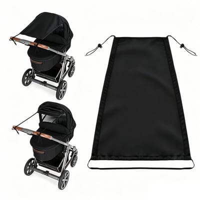 Universele Zonnekap voor Kinderwagen en Buggy – UV-bescherming 50+ – Ademend en Lichtgewicht – Opvouwbaar – Inclusief opbergtas – 50x30x67 cm – 1 stuk – Zwart