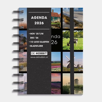 Hobbit - Ringband Agenda 2026 - Agenda A6 (14,8 x 11 cm) - Spiraal Agenda - 1 week op 2 pagina's - Harde Kaft - Holland