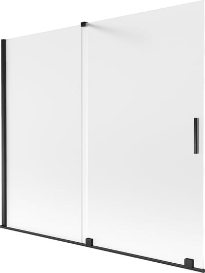 Mexen Velar badwand, 2-delig schuifbaar, 180 x 150 cm, matglas, zwart - 896-180-000-31-70