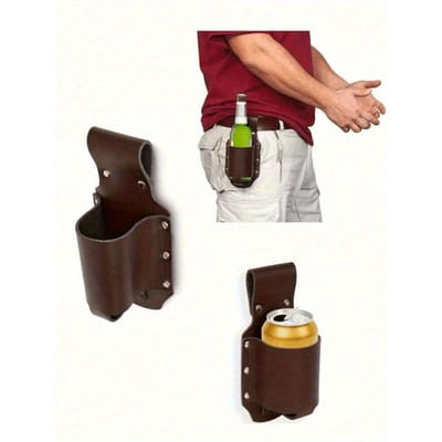 1 stuks Klassieke PU Leer Fles Holster Fleshouders Riem Taille Tas Bierfles Hoes voor Reizen Buiten Achtertuin Draagbare Buiten Taille Tas one-size bruin