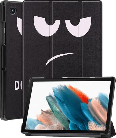 Hoesje Geschikt voor Samsung Galaxy Tab A8 - Dun & Stevig - Trifold Bookcase - Hard Cover - Hardcover Book Case - Tablet Hoes - Don't Touch Me