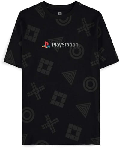 Playstation - Gaming T-shirt - PlayStation - Logo All Over Print - S tot XXL - voor Mannen - zwart