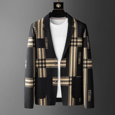 Herenpak Kraag Wol Vest Lente en Herfst Nieuwe Mode Casual Gebreide Geprinte Trui Getailleerde Jas voor Jongeren en Middelbare Leeftijd 3XL gray