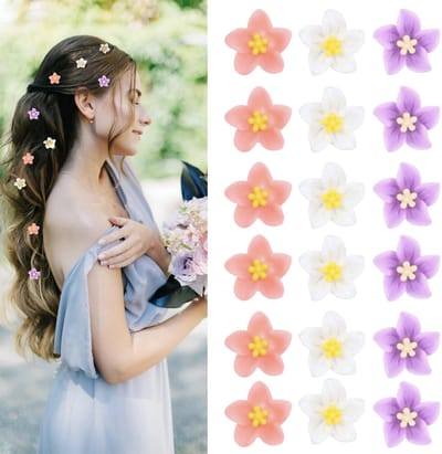 Dailygoods- Haarspelden 18 stuks - Elegante Bloemenhaarspelden - Mini Haarspelden - Haaraccessoires Dames - Haarspelden voor Bruiloft - Kunsthars, Lichtgewicht