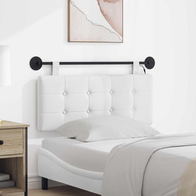 vidaXL - Hangend - hoofdbord - Met - LED-verlichting - Wit - Stof