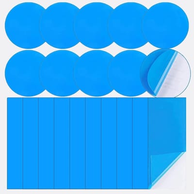 TOVBMUP Reparatieset voor onderwaterzwembaden - Lijm voor zwembadfolie - Reparatieset voor onderwatergaten - Zelfklevende reparatietape - Zelfklevende PVC reparatiepleisters - Blauwe reparatieset voor zwembadpleisters - Set van 20 stuks