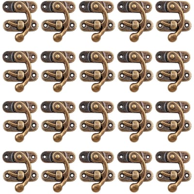 Dailygoods- Klinkhaak 20-Pack Antieke Vintage - Hoornhaak - Gesp Slot - Schroeven - Voor DIY - Geschikt voor Houten Dozen - Vergrendeling