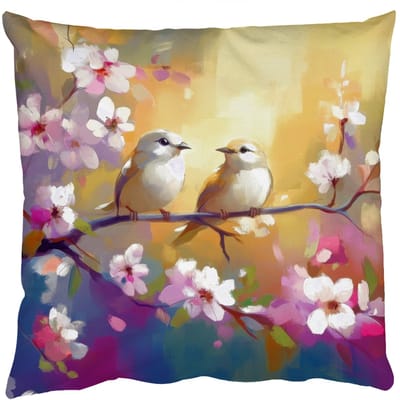 Sierkussens - Kussentjes Woonkamer - 50x50 cm - Vogels - Bloemen - Roze