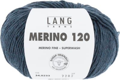 Lang Yarns Merino 120 - 233 petrol mix - Merinowol Garen