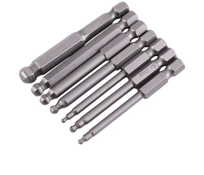 Allecto - 7Pcs Ball Head Schroevendraaierset - 1/4 Inch Hex Shank - Magnetisch en Precisie - 65mm Lengte - Geschikt voor Diverse Schroeven - Set van 7
