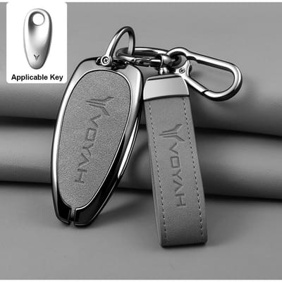 Nouveau Modèle Alliage de Zinc Cuir Coque de Protection pour Clé de Voiture Porte-clés pour Voyah Free I-Land Dreamer - Accessoires Porte-clés Protecteur black